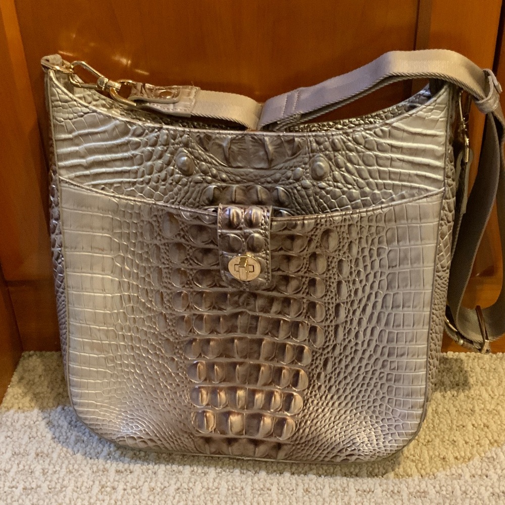 Brahmin Metallic Crocodile Embossed Crossbody/Shoulder Bag